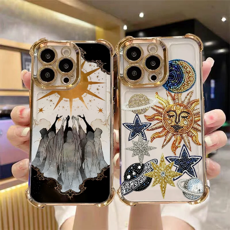 Punk Angel Sun Golden Phone Case For Xiaomi 13 14 14T 15T 17T Pro Poco X6 X7 X8 Pro Max F7 M7 M4 F5 X5 Pro Clear TPU Cover
