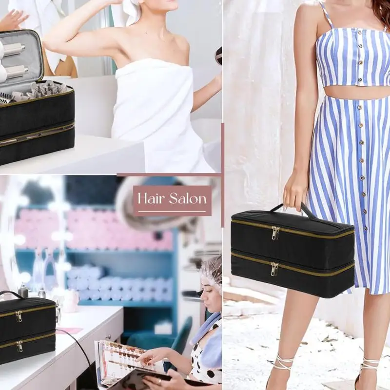 

Двухслойный чехол для фена, портативная модная водонепроницаемая сумка для завивки волос, дорожные сумки большой емкости для фена, щипцы для завивки волос