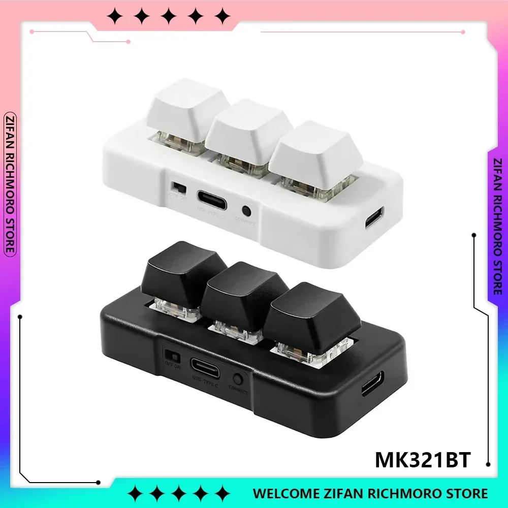 MK321BT Wireless Bluetooth Switch 3-key Mini Customized Keyboard USB+BT Dual-mode Keyboard for Office Game Multimedia Keyboard