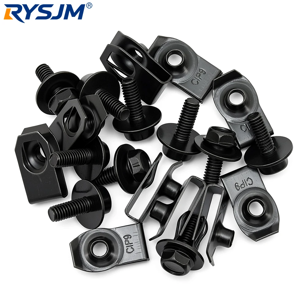 Car Fender Bumper Buckle U Shaped Clips Fastener Metal Bolts Screw Rivet Automobile Accessories Car Body Bolts U-nut Clips Sets