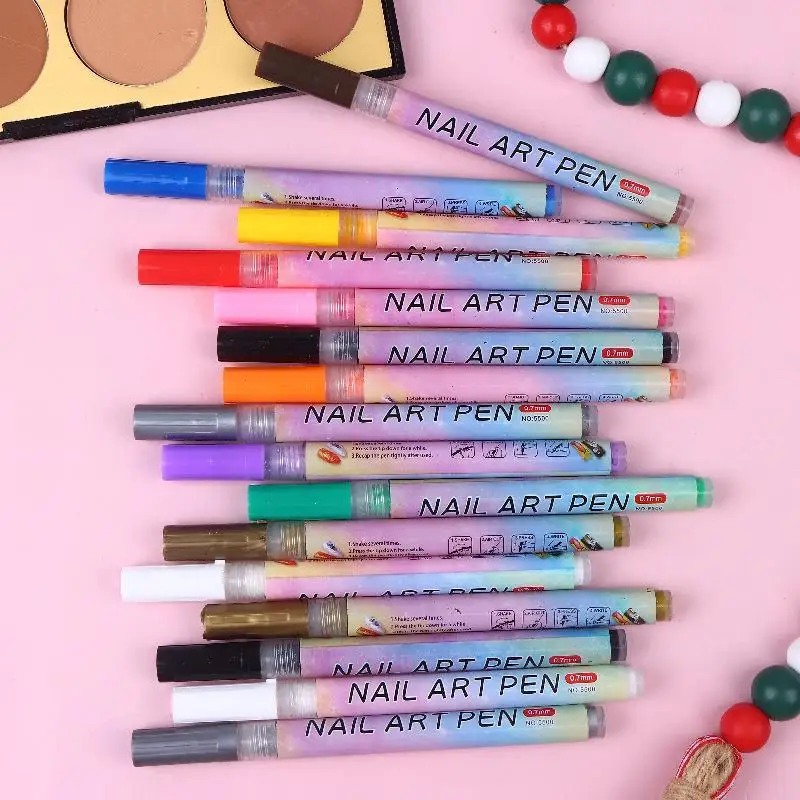 4/12pcs/Set Colourful Nail Art Graffiti Pen Waterproof DIY 3D Nail Art Drawing Pen Abstract Lines Fine Painting Tools
