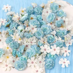 32Pcs Artificial Flowers Heads Silk Fake Flowers for Home Room Decor Party Wedding Decoration Bride DIY Craft Wreath Accessories