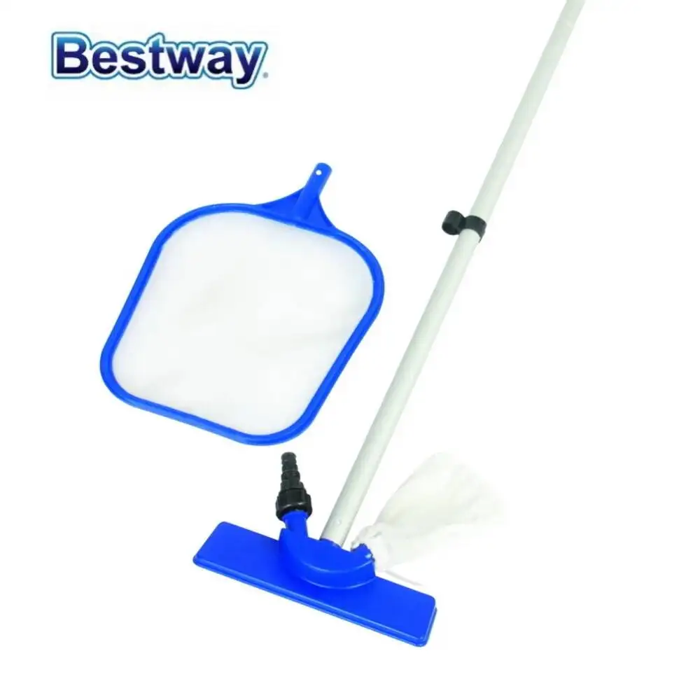 

58013 Bestway 2.03м Специальный набор для чистки бассейнов 80 дюймов: Комплект для обслуживания: скиммер для сбора мусора + штанга-щетка для бассейна