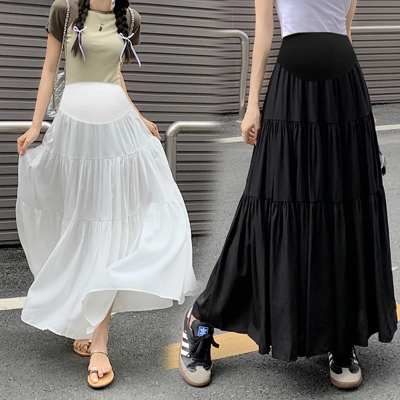 

Pregnant Woman Skirts for Summer Long Loose Design High Waist Patchwork Maternity Ball Gown Skirt Tall Pregnancy Pleated Skirts