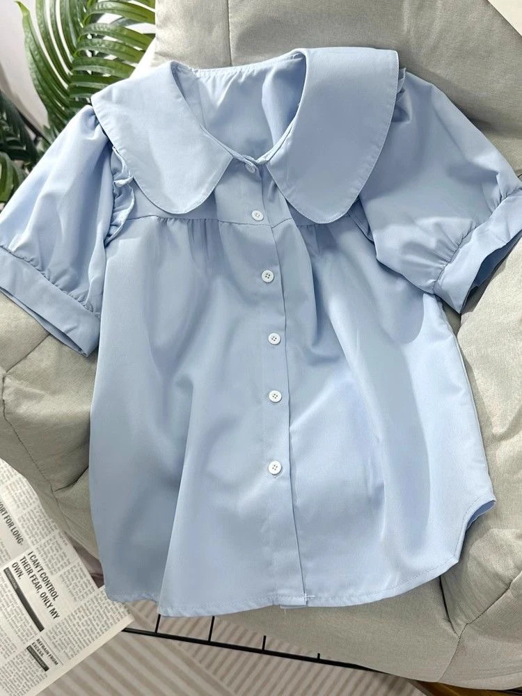 

Японский школьный кукольный воротник irt, женский летний новый дизайн, уникальный модный молодежный универсальный топ ort Sve на пуговицах