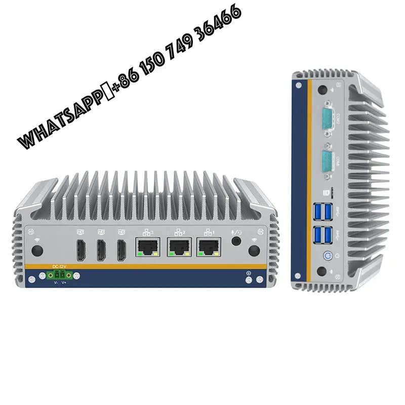 Fanless Industrial Computer Core I7 1255U DDR5 Ssd Rs232/485 3 Lan 3 HD-MI Pcie 4g Lte Usb Embedded Industrial Mini IPC