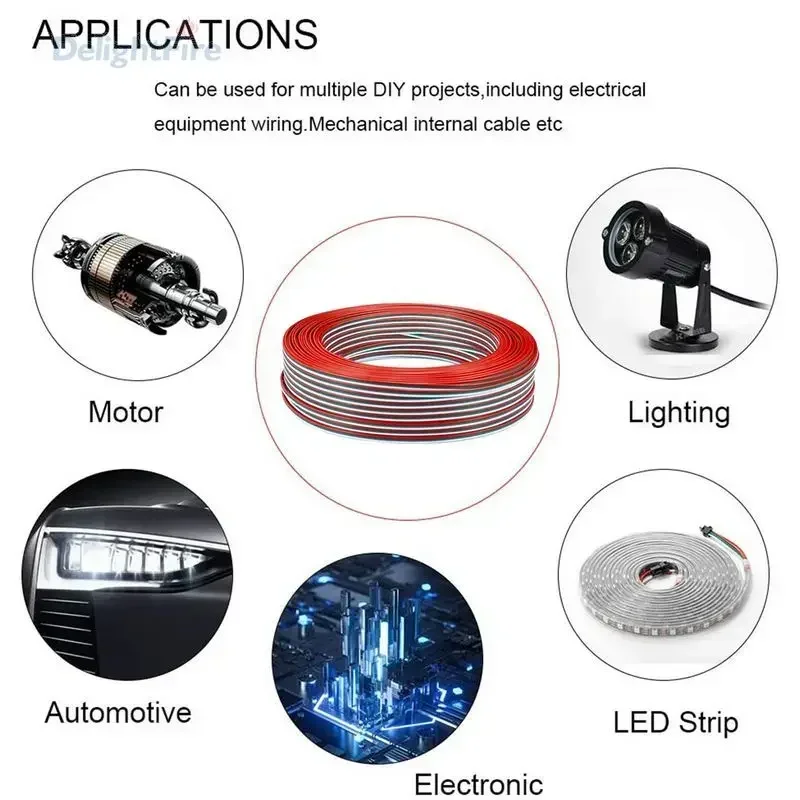 3pin White Electrical Wires Tinned Copper LED Cable 18 20 22AWG PVC Flexible Extension Wire For WS2811 WS2812B LED Strip Lights