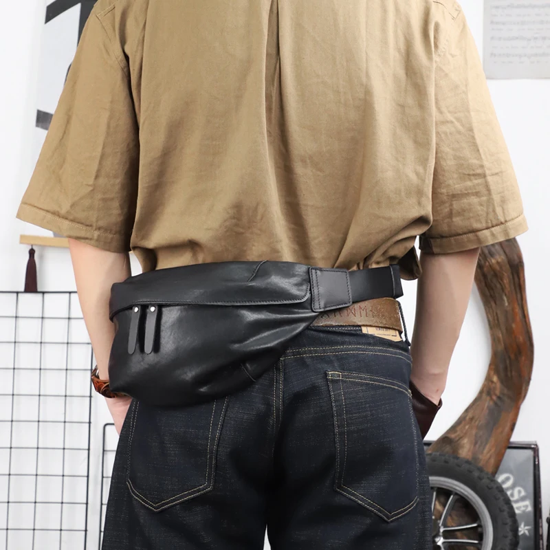 

Cowhide Chest Bag Casual Multifunction Messenger Crossbody Bags Men Real Leather Shoulder Sling Waist Bags Male Chest Pack