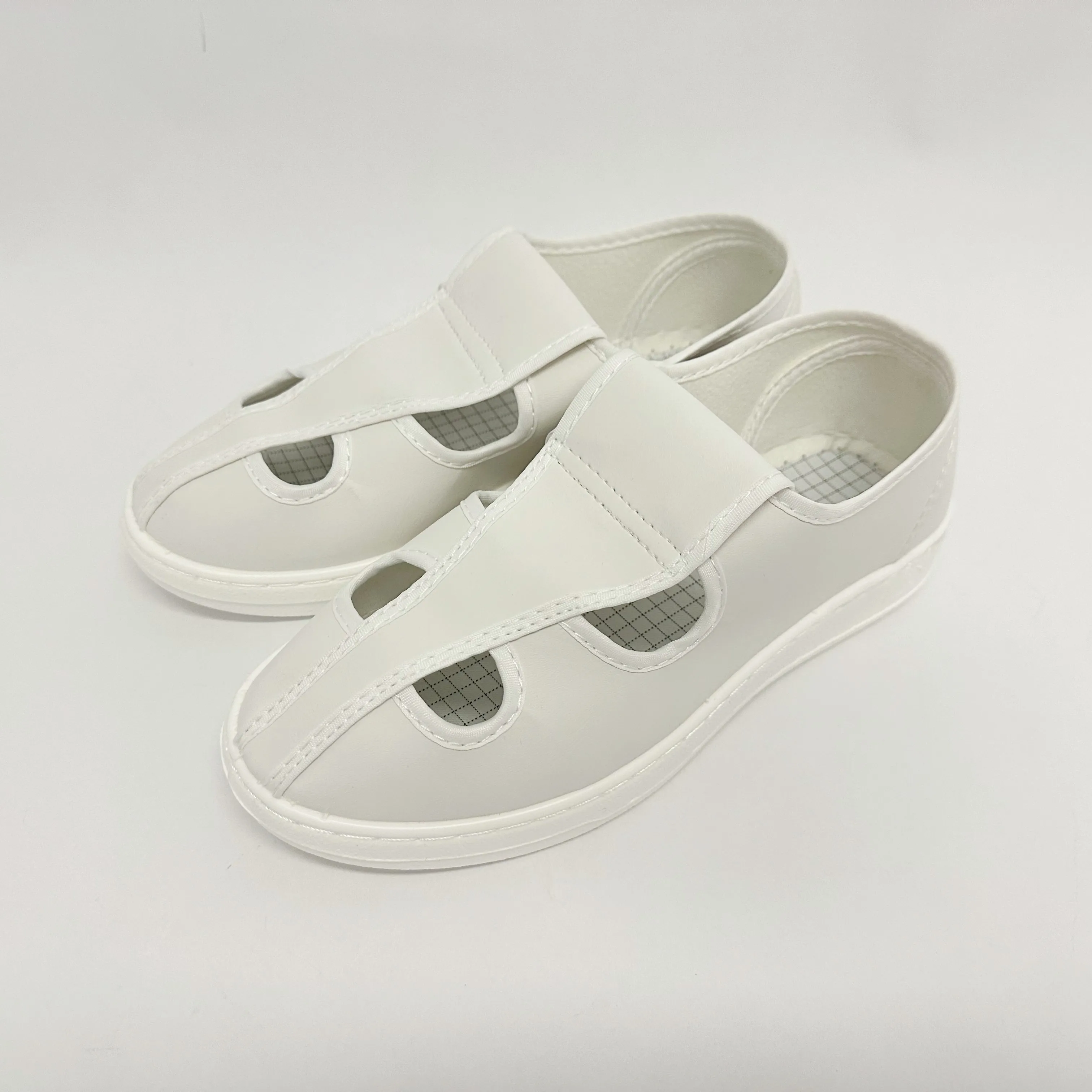 

5 шт., дышащая подошва из искусственной кожи, защита ног для мастерской, антистатическая лабораторная рабочая обувь ESD с 4 отверстиями для использования в чистых помещениях