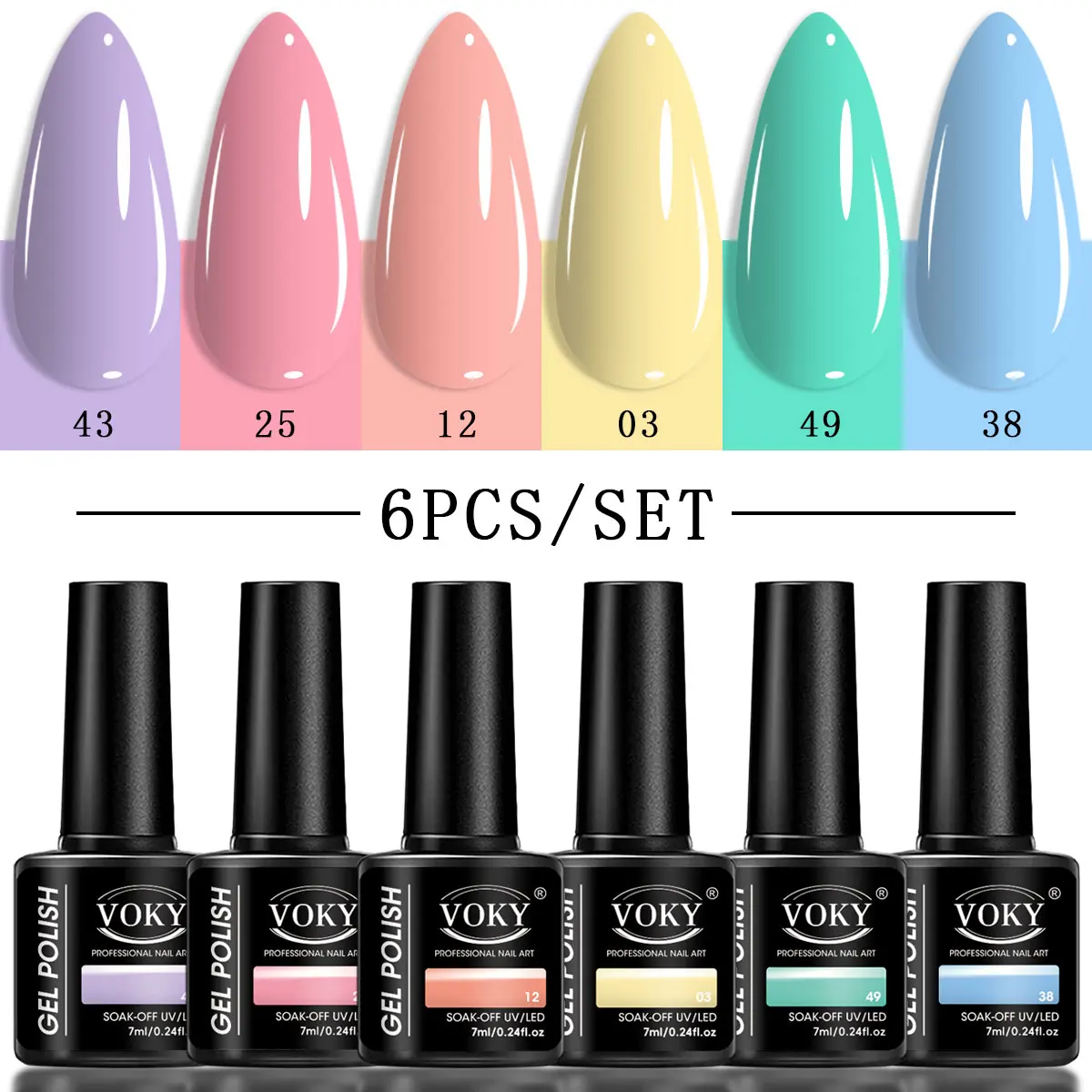 VOKY Ensemble de 6 vernis à ongles - Sans formaldéhyde, adapté à toutes les saisons, idéal pour les soins des ongles et des orteils au niveau salon