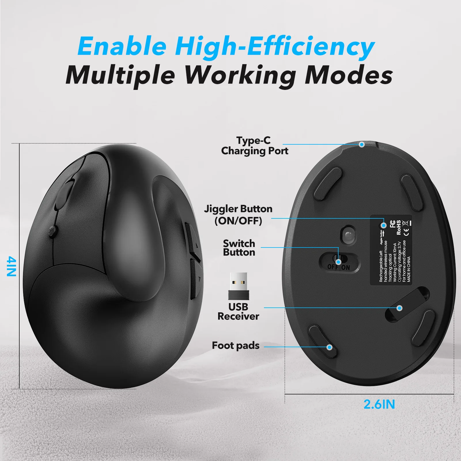 왼손잡이용 수직 인체공학적 디자인 무선 2.4G 마우스 - Ergonomic Mouse Vertical 리뷰 및 가격