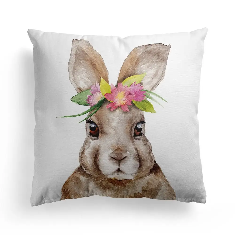 Spring Easter Pillow Covers 18 X 18 Inch Decorative Throw Cushion Covers Bunny Home Decorations Square Pillowcase Easter