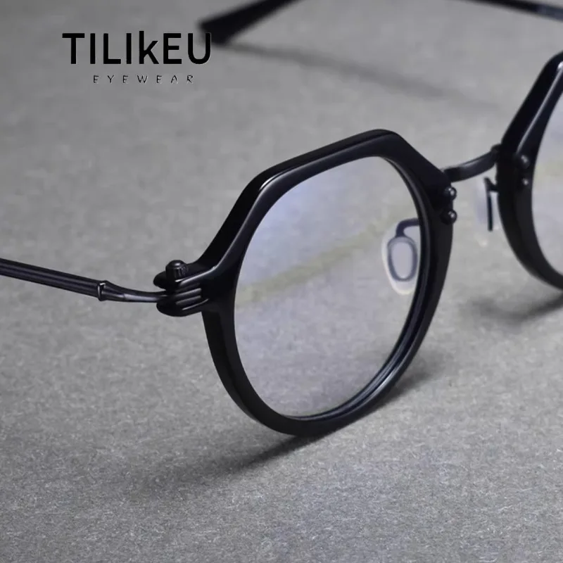 

Italian Designer Acetate Titanium Glasses Frame Men's Retro Oval Optical Prescription Eyeglasses Frames Women's Luxury Eyewear