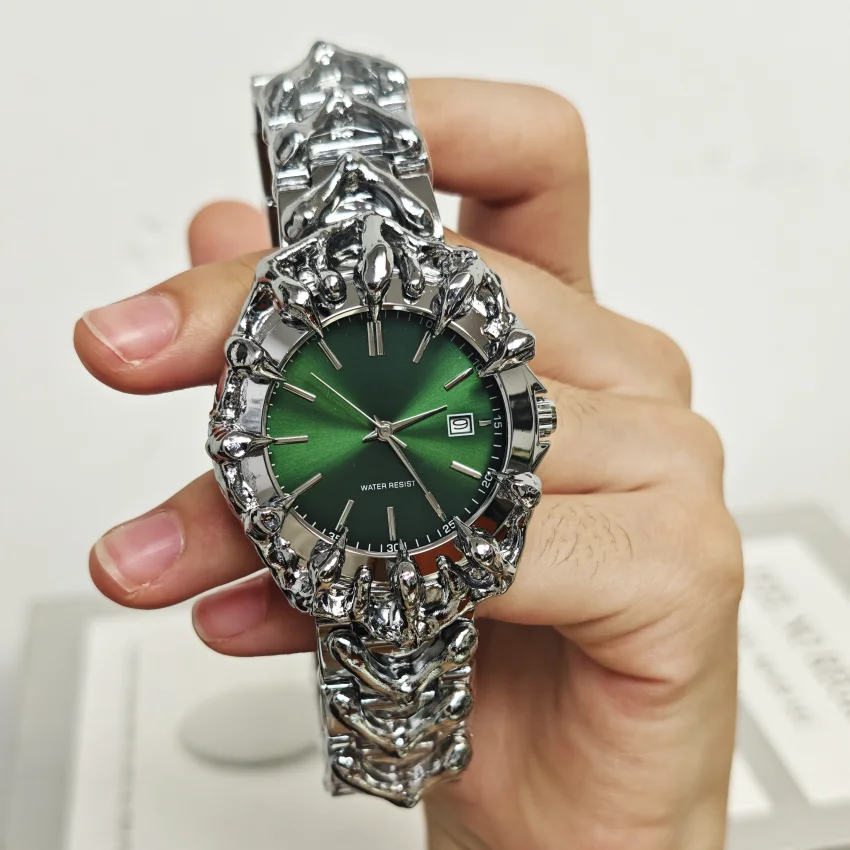 Creative 3D Dragon Y2K Claw Men Watch Alabaster Gothic Quartz