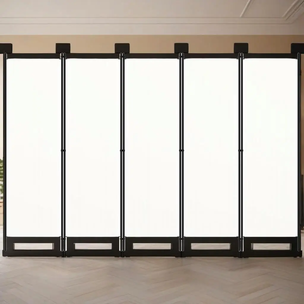 White 5-Panel Room Divider - 98.4x70.9 Modern  Screen for Home Décor