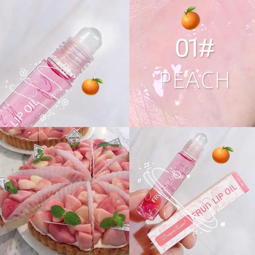 6pcs Roll-on Fruit Essence Lip Balm Lip Oil Lip Moisturizing Mirror Primer Lip Lipstick Hydrating Random Gloss Transparent