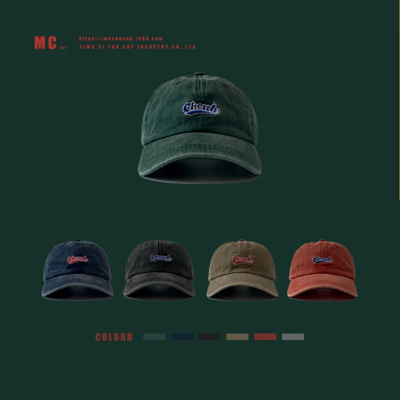 

American Vintage Washed Baseball Cap for Men and Women Couples Korean Version Simple Embroidery Soft Top Shade Cap