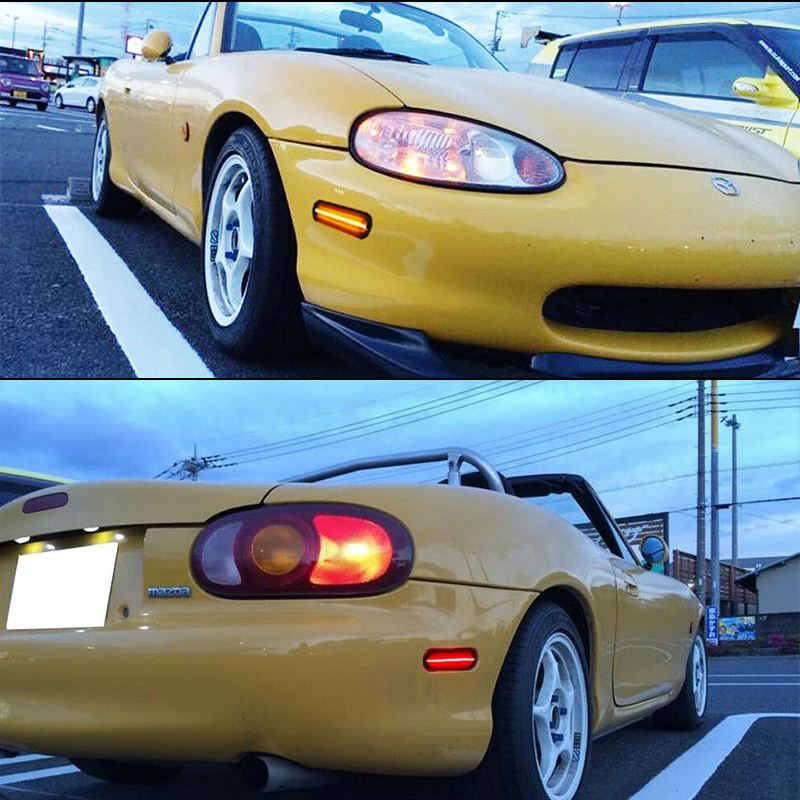 For Mazda Miata MX-5 MX5 1990-2005 Clear & Smoked Lens LED Side Marker Lamp Amber Front Red Rear Side Fender Lights