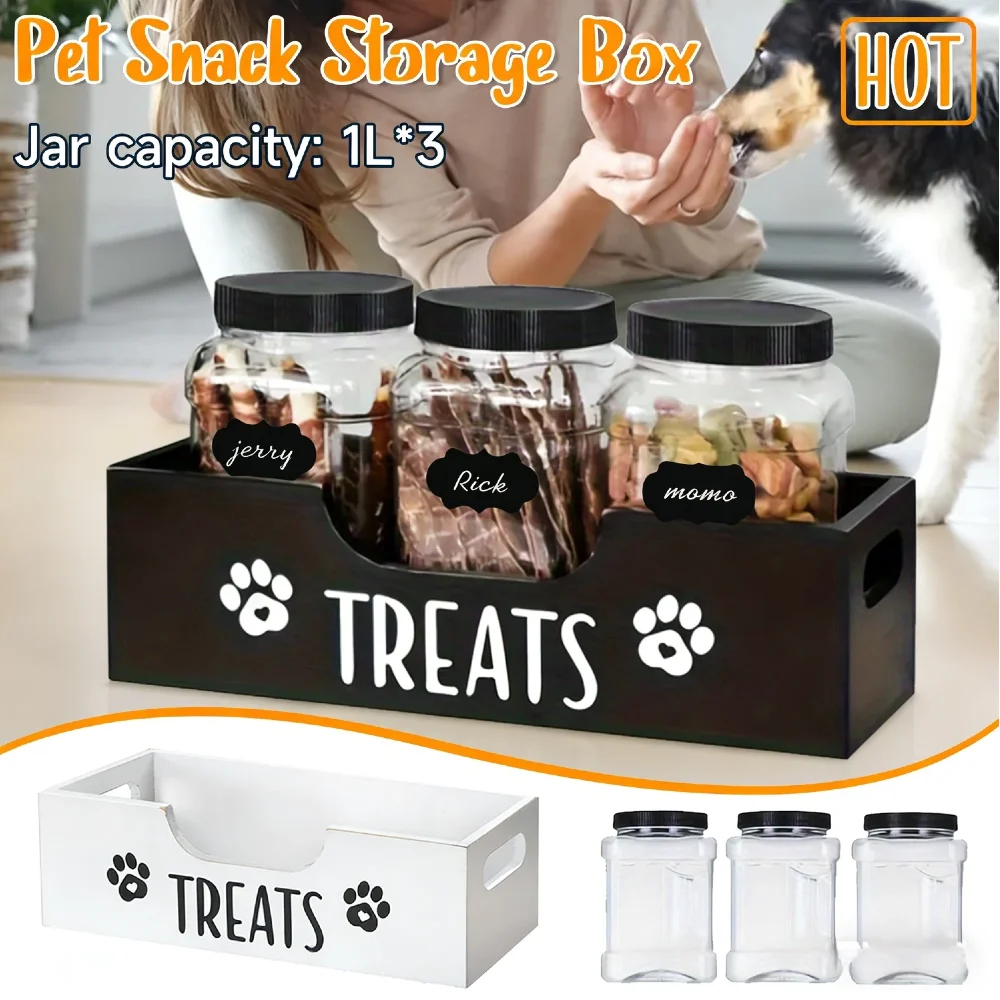 

Wooden Dog Food Storage Holder Large Capacity Airtight Treat Container Multi-Purpose Pet Snack Organizer for Gift Supply