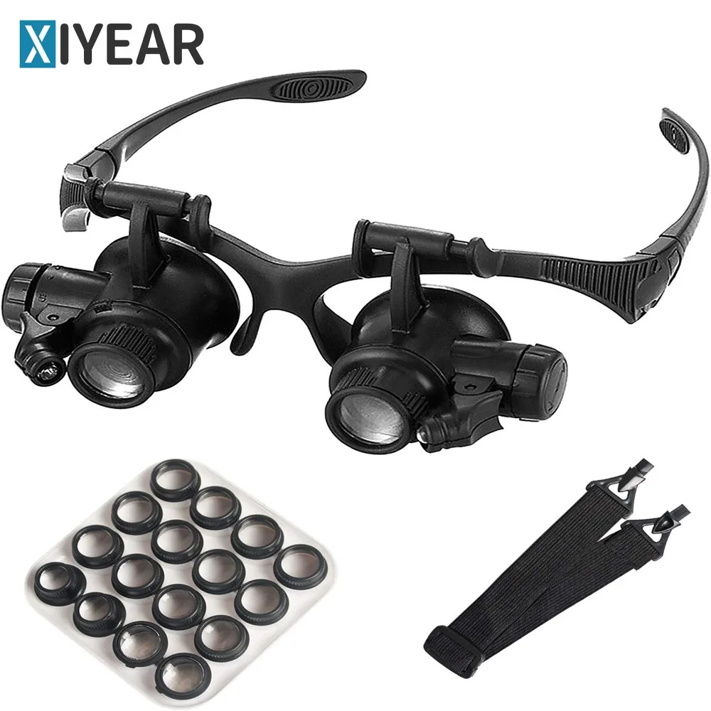 Head-mounted magnifying glass eight groups of interchangeable lens head-mounted LED lamp high magnifying glass