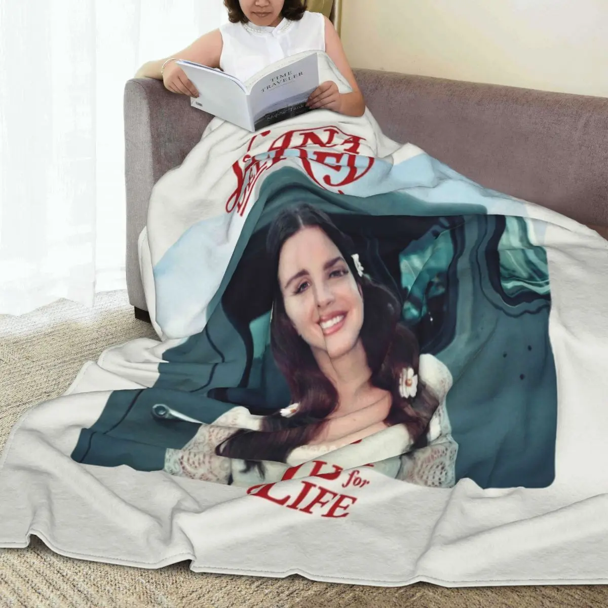 Super Warm Blankets Travelling Lana Del Rey Throw Blanket Singer Beautiful Girl Smile Flannel Bedspread Bedroom Sofa Bed Cover