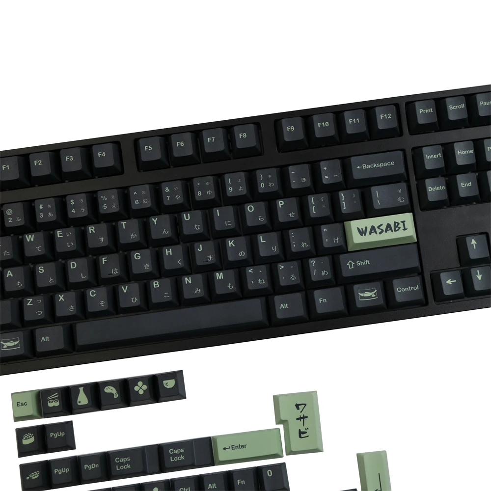 غطاء مفاتيح GMK Wasabi PBT لوحة مفاتيح باللغة الإنجليزية مطبوع عليها صبغ-التسامي ، غطاء مفاتيح للعبة Gateron MX مفتاح ميكانيكي