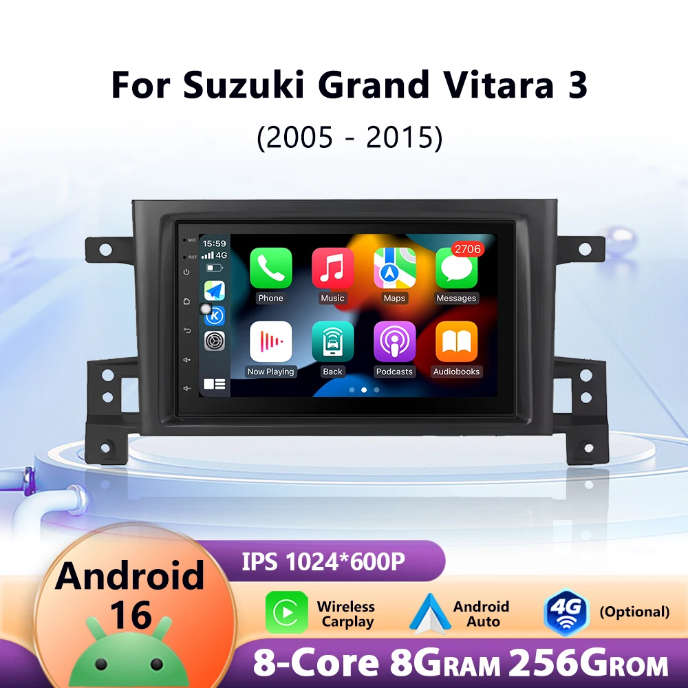 

Car Radio Multimedia Player Android 16 For Suzuki Grand Vitara 3 2005-2010 2011-2015 GPS Wireless CarPlay WIFI DSP Stereo 7inch