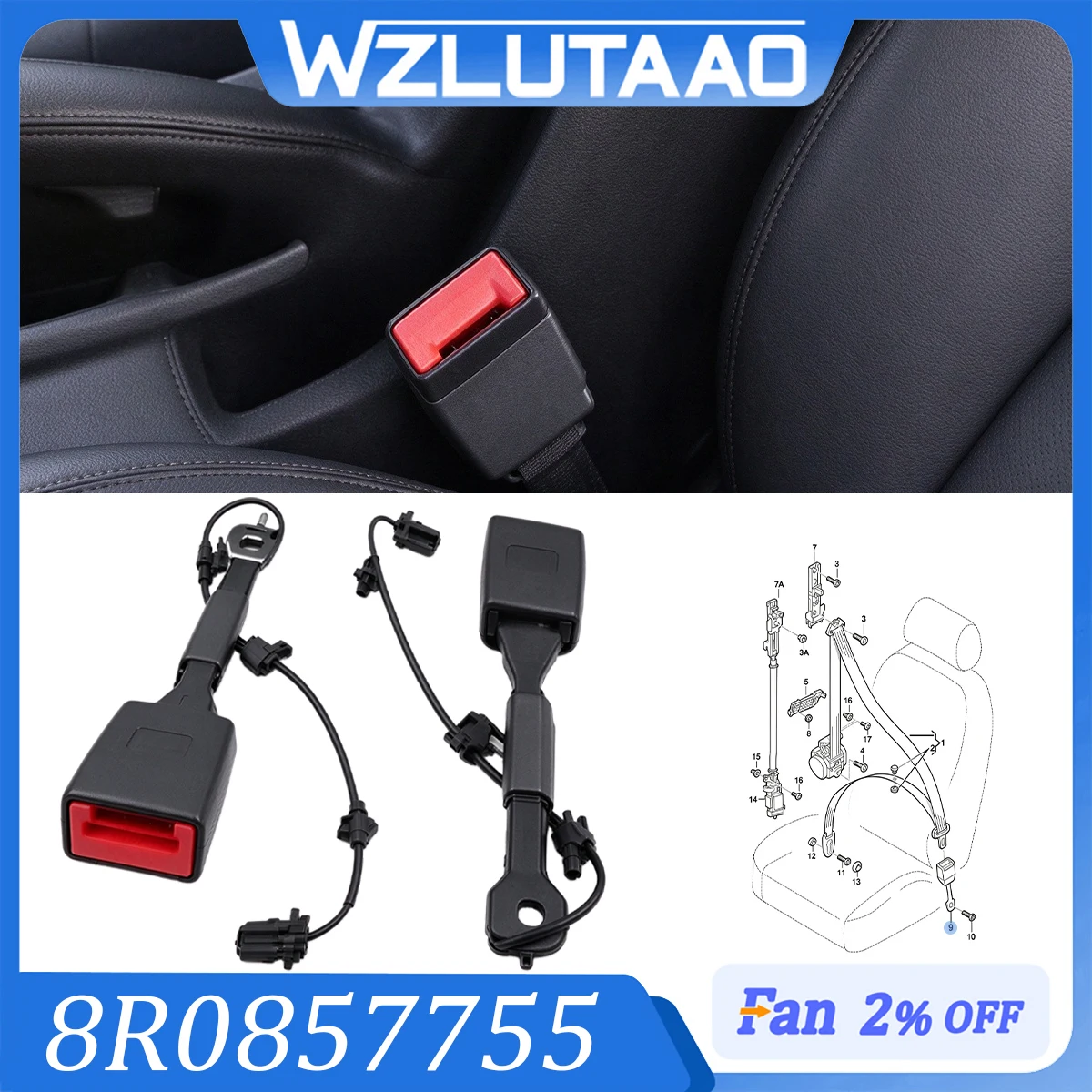 1/2Pcs FR Seat Safety Belt Buckle Socket 8R0857755 8R0857755G For Audi Q5 SQ5 8R 2009-2017 Seat Belt Latch Lock Catch Receptacle