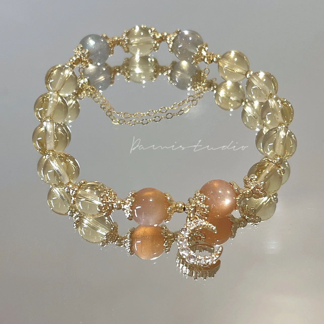 

Женский браслет с имитацией цитрина и луны, высококачественный браслет для подруги с луной для подруги, подарок на день рождения для женщин