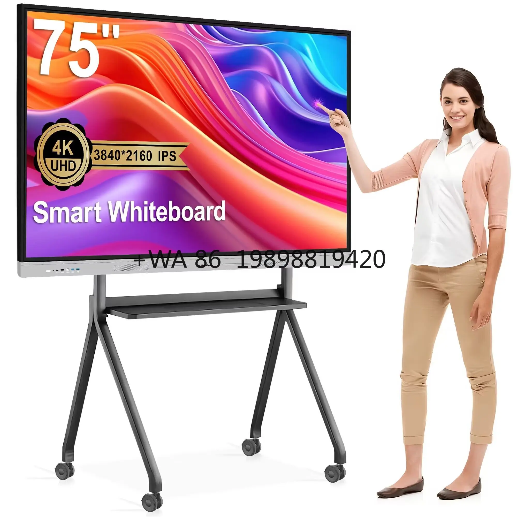 Tableros inteligentes interactivos Pantalla táctil de 55-115 pulgadas TVs LCD Marcador de pizarra interactivo compatible para educación Negocios-Blanco