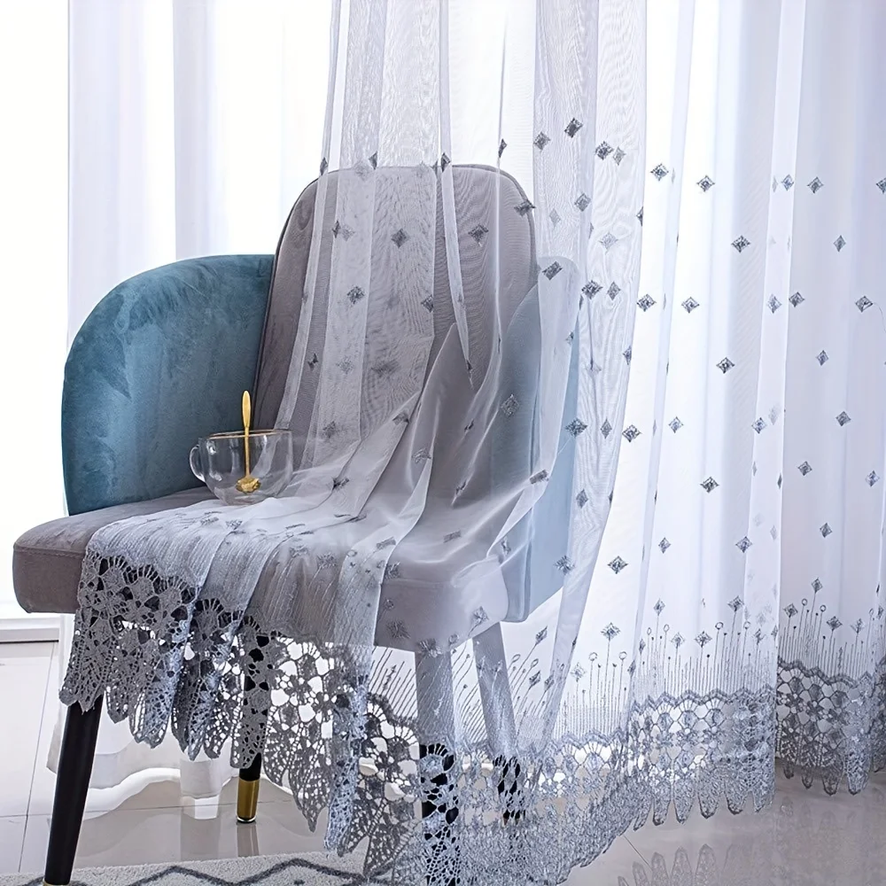 Eleganter Cremefarbener Halbtransparenter Vorhang, Hochwertige Heimdekoration, Lichtfilternd, Perfekt für Wohnzimmer und Schlafzimmerfenster