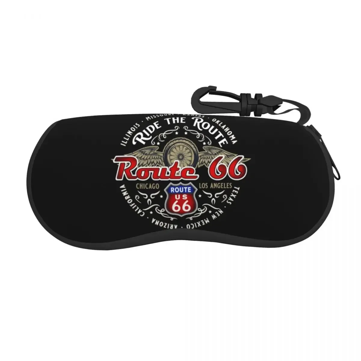 Ride The Route 66 Biker Motorcycle Cruise America's Highway Eyeglass Glasses Case  Mother Road Sunglasses Protective Pouch