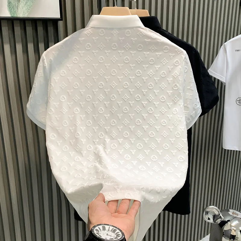 Extra Large 300 Pounds Embroidered Casual  Shirt Versatile Summer Teenage Thin Loose Collar Short Sleeve T-Shirt City Walk