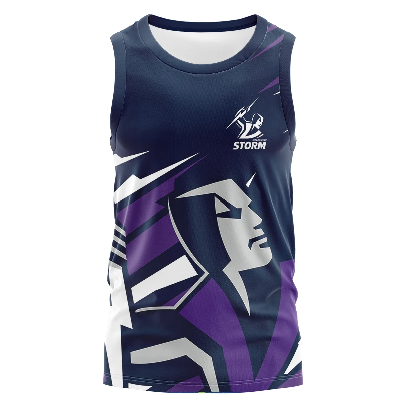 2024 Melbourne Storm Home/Away/Regiment/Indigenous Singles Rugby Jersey Men\'s Tank Top (Custom name and number )