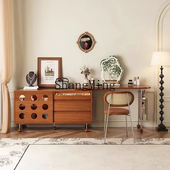 SM solid wood home medieval retractable dresser chest integrated bedroom bedside corner locker