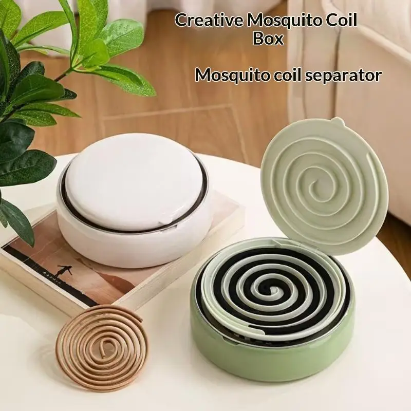 Soporte para espirales antimosquitos con borde dentado, antiescaldaduras, ignífugo, recogedor de cenizas, estuche de seguridad con tapa para interior y exterior, 1 unidad
