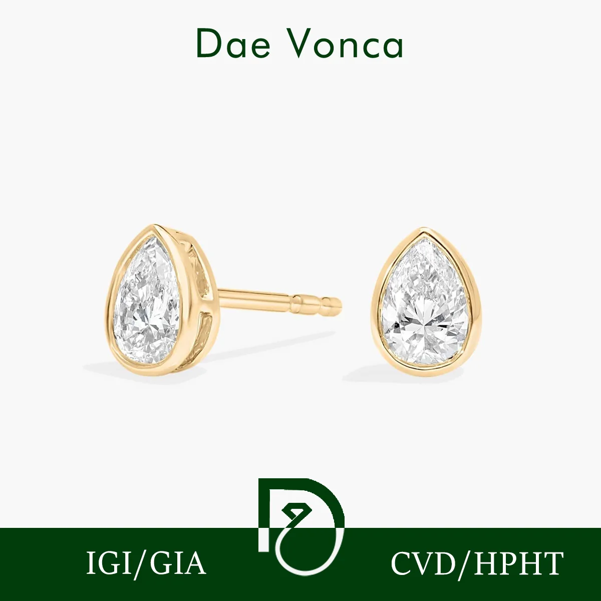 Heart Shaped Diamond Earrings 9K/14K/18K Yellow Gold Diamond Earrings Round Lab Grown Diamond Earrings Openwork Stud Earrings