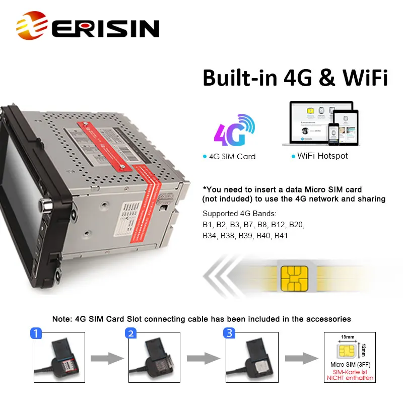 Erisin ES8515V 8-Core Android 12.0 Car Stereo DVD For VW Passat Polo Golf Jetta Tiguan T5 Beetle GPS Wireless CarPlay Auto SWC