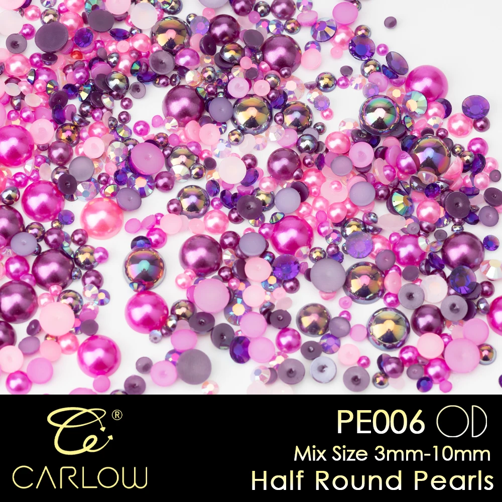 Carlow 3Mm-10Mm/Mix Grootte Multicolor Abs Imitatie Parels Halve Ronde Flatback Kralen Voor Kleding Accessoires Pe006