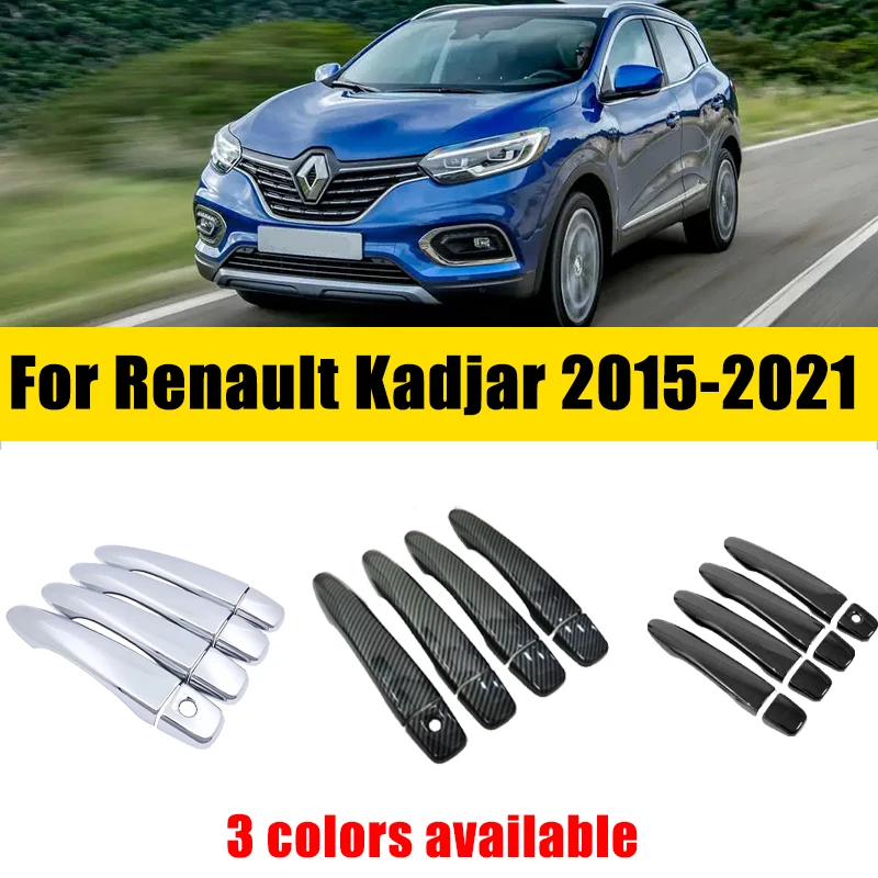 

Door Handle Cover Trim Chrome For Renault Kadjar 2015-2021 2016 2017 2018 2019 ABS Chrome Anti-scratch Luxurious Car Accessories