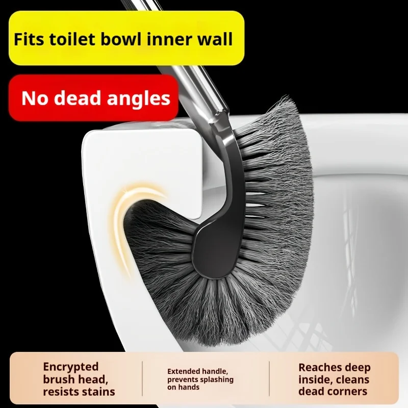 Stainless steel long-handled toilet brush，For daily cleaning only，Specifically designed for cleaning toilets and household crevi