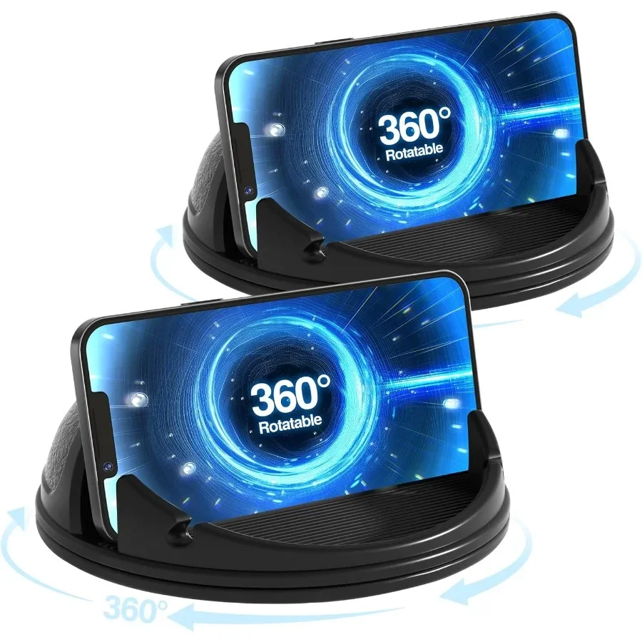 

Комплект из 2 автомобильных держателей для телефона с горизонтальным вращающимся на 360 градусов конструкцией для приборной панели, силиконовая ручка, держатель для мобильного телефона без помощи рук