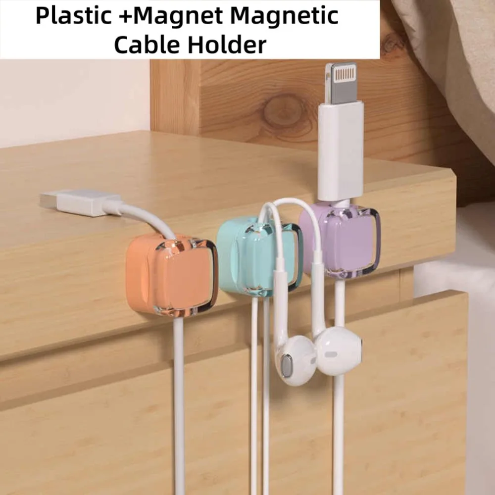 Self-Adhesive Magnetic Cable Clips Wire Keeper Reusable Cord Holder USB Charging Cable Fixer Desktop Cable Organizer