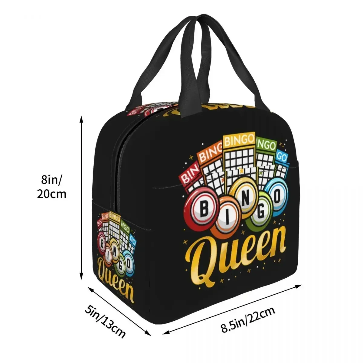 Bingo Queen Lunch Bag Portable Thermal Cooler Insulated Bento Box for Women Kids Work School Picnic Travel Food Tote Bags