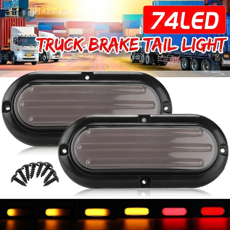 

LED Brake Tail Lights DRL New Upgrade Flowing Water Turn Lamp Smoked 12V 24V Red Yellow For Truck Trailer RV Boat Bus Waterproof