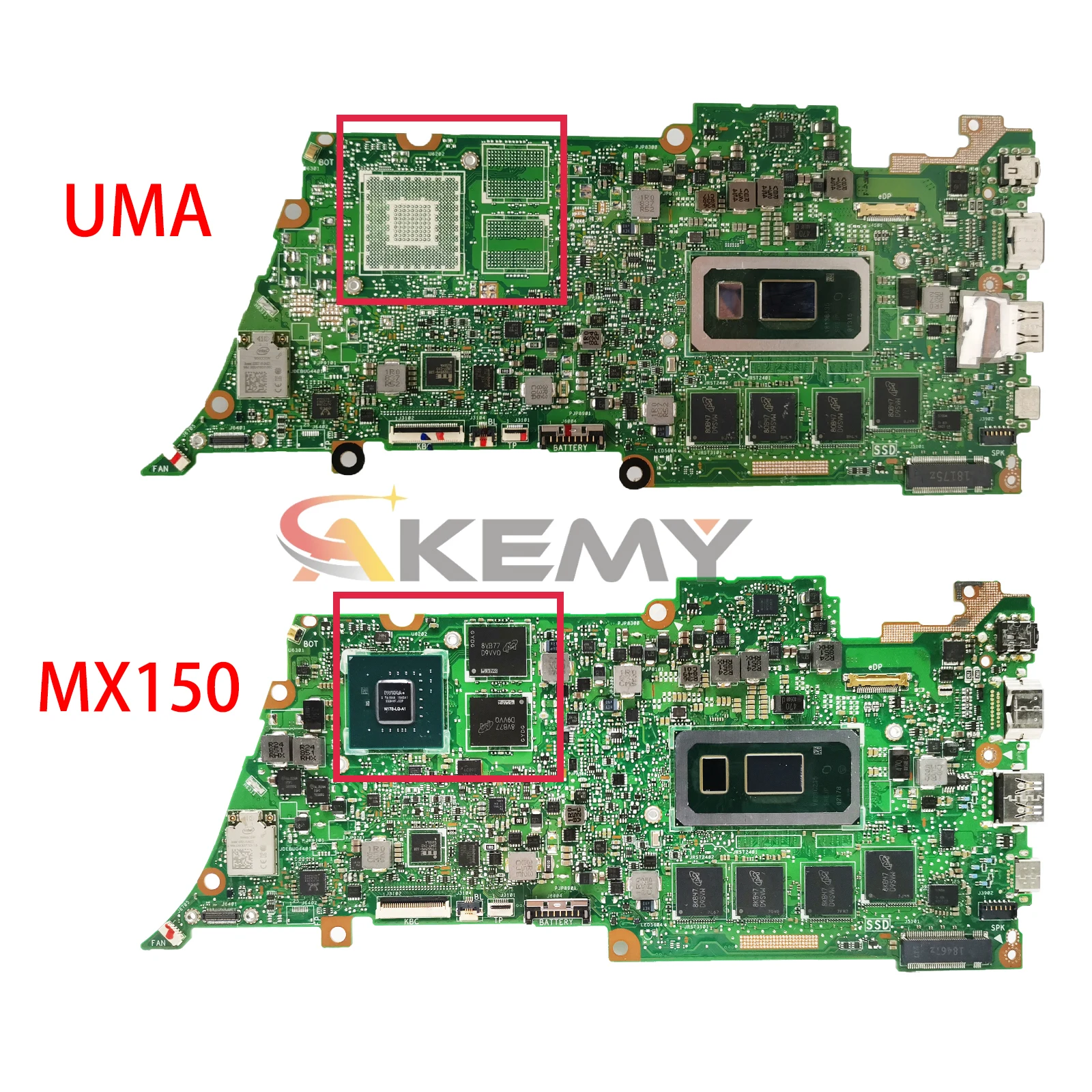 Imagem -02 - Akemy Ux433f Placa-mãe para Laptop Asus Zenbook Ux433fn Ux433fa U4300f Placa-mãe i3 i5 i7 8th Gen Cpu 4g 8g 16g-ram Mx150 Uma