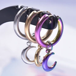 Moon Hoops Stainless Steel Earring Luna Piercing Round Earrings For Women Men Kpop Boucle Oreille Homme Acier Inoxydable Jewelry