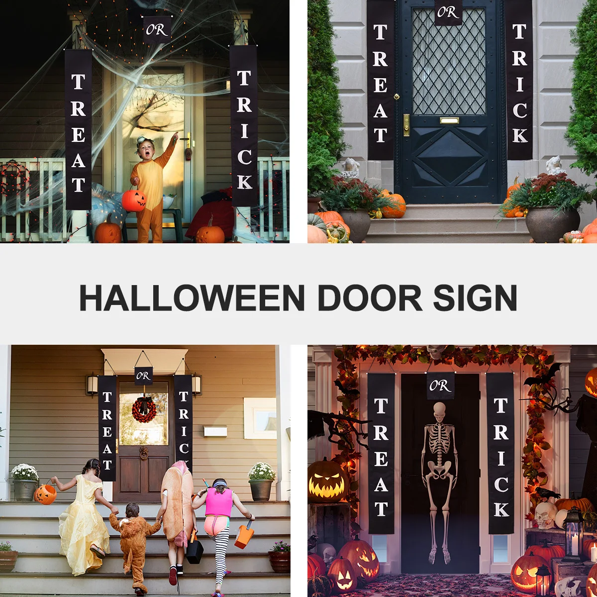 

1 Set Halloween Door Curtain Polyester Double-Sided Watermarked No Fade Thermal Cut Edge Party Decor For Mall Restaurant
