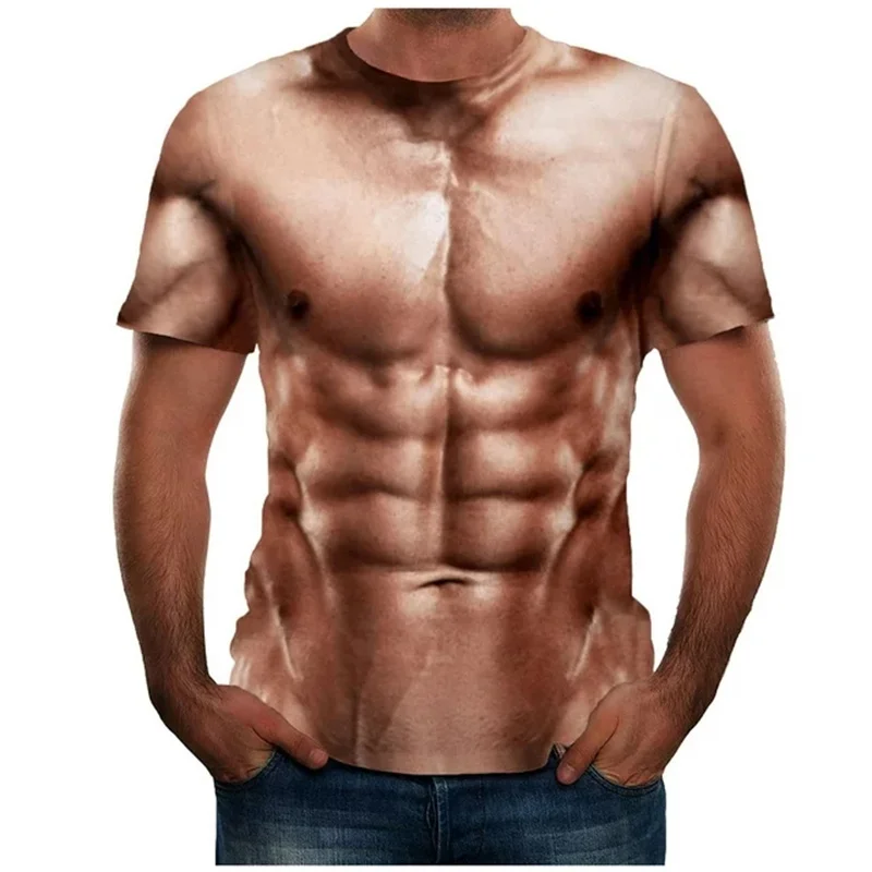 Muscle Graphic Men\'s Funny T-shirt Summer O-neck Casual Tee Shirts For Male Daily Short Sleeve Tops Oversized Men Clothing Tees