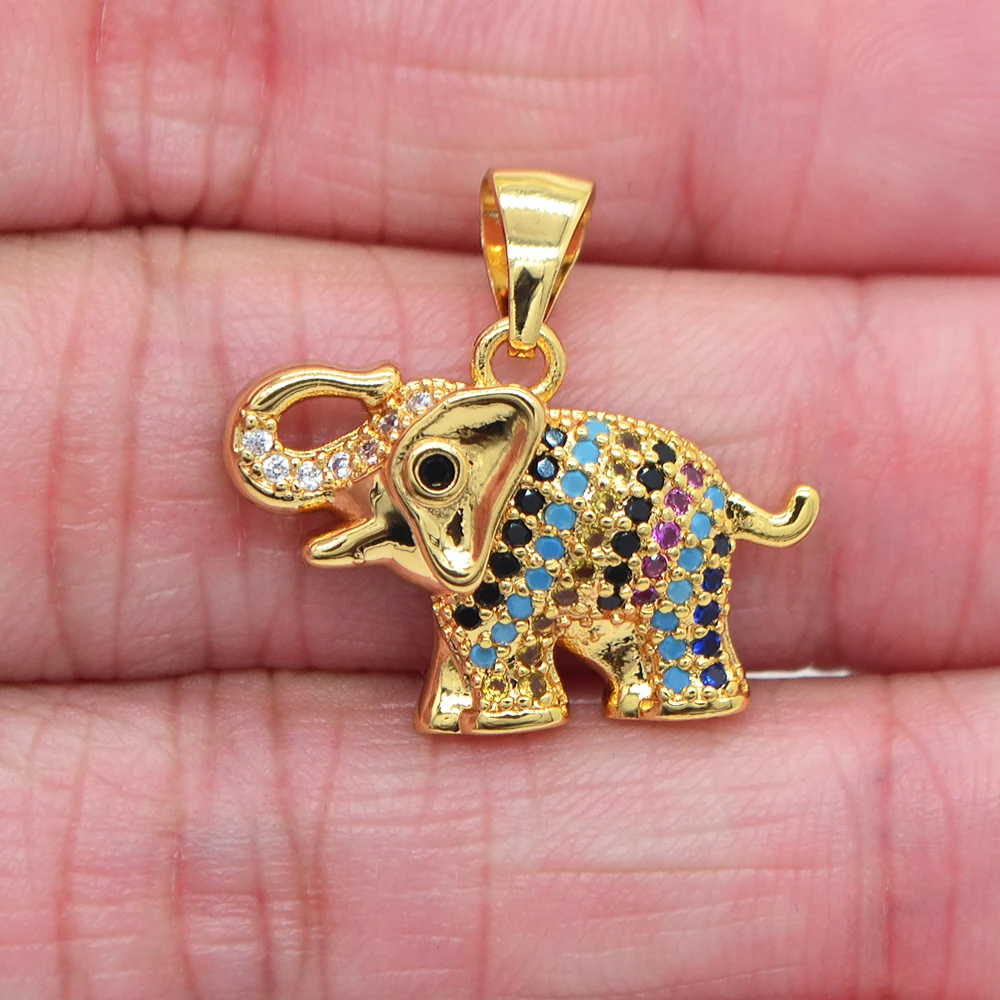 Женская подвеска в виде слона с разноцветным фианитом Женская подвеска в виде слона с разноцветным фианитом